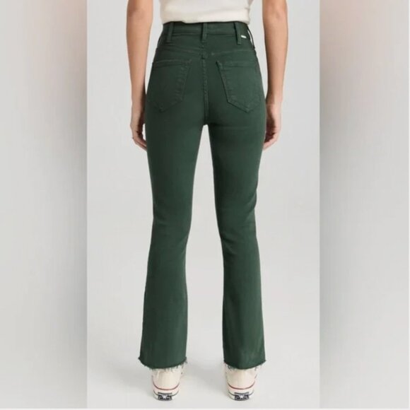 Mother Jeans The Hustler Ankle Fray "Black Forest" Green Denim Raw Hem - Picture 3 of 16